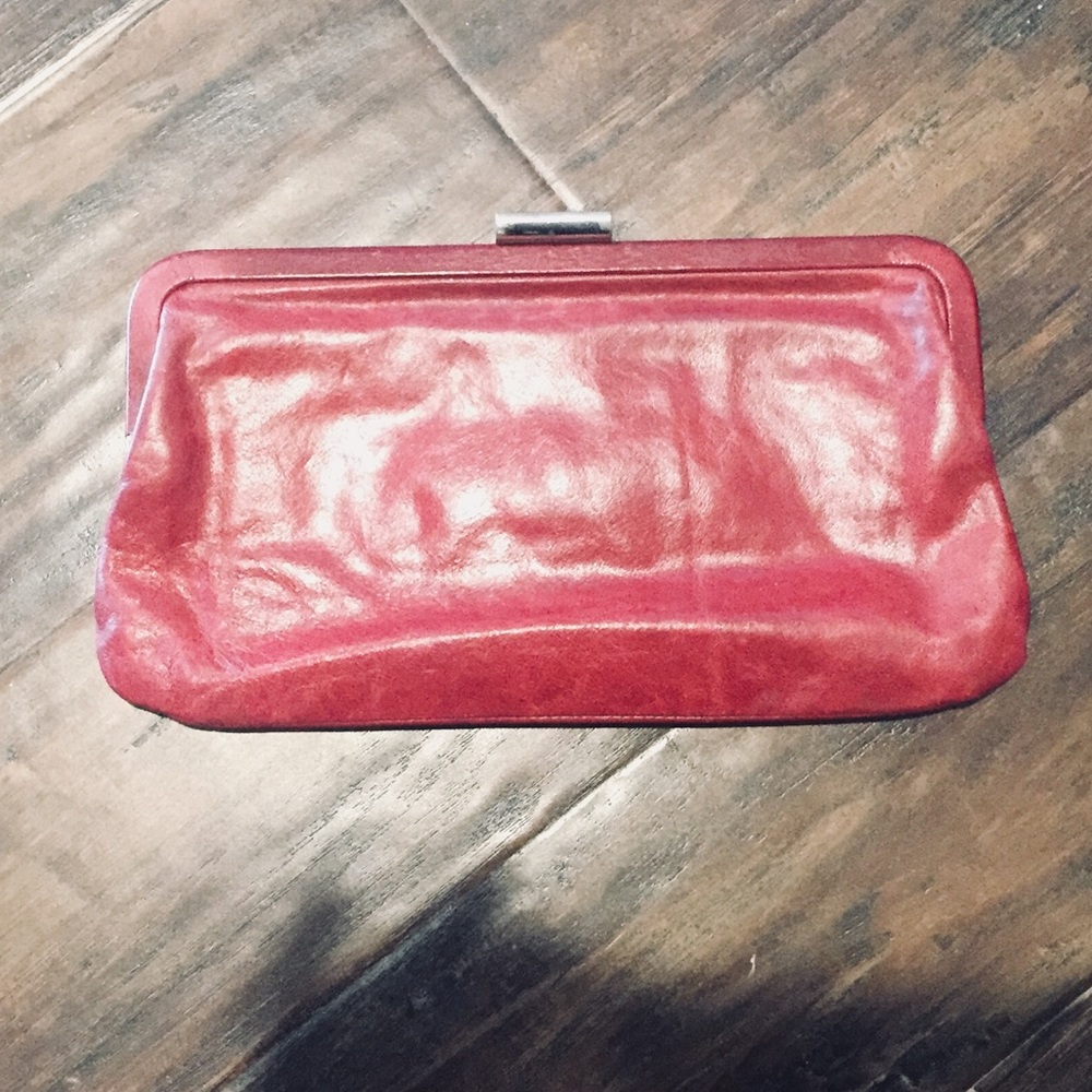 HOBO International Dark Red Leather Clutch